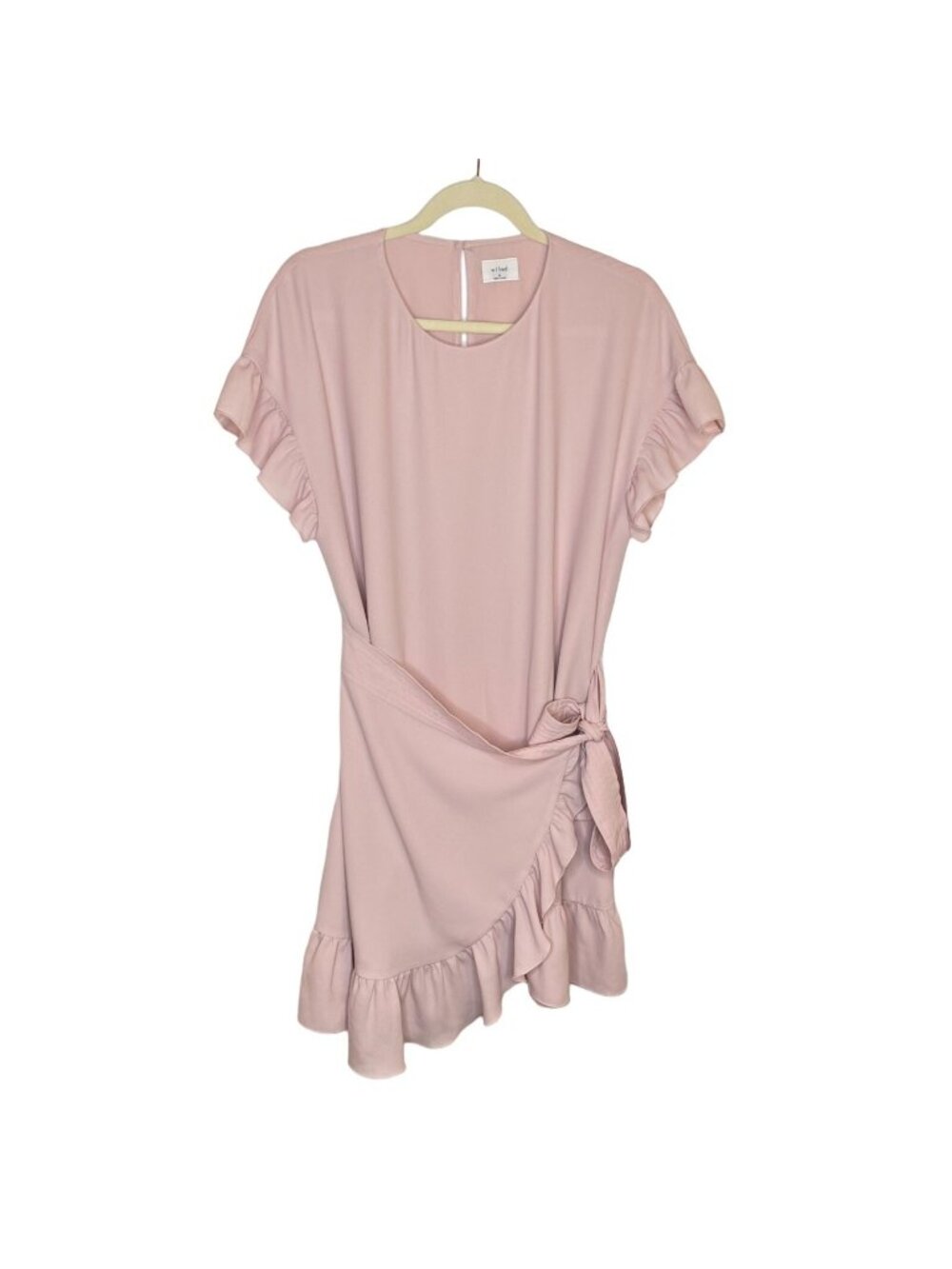 Aritzia Wilfred Ninette Ruffle Wrap Dress in Rose Quartz, M